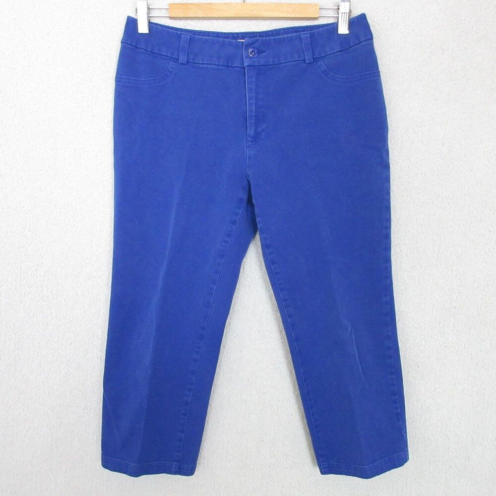 Chicos Pants Womens 0.5‎ (US 6) Blue Cropped Capri Stretch Cotton Spandex